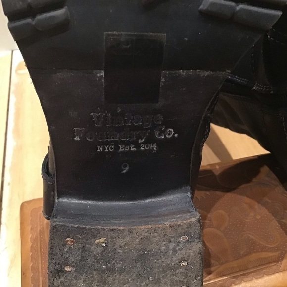 Vintage Foundry Co Madison Mid Calf Black Leather Boots Cushioned Insole Sz 9 - Picture 11 of 12